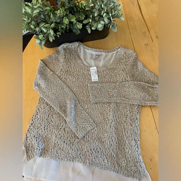 *BNWT* ROZ&ALI Sequin Knit Sweater in Beige Size L - Picture 2 of 8